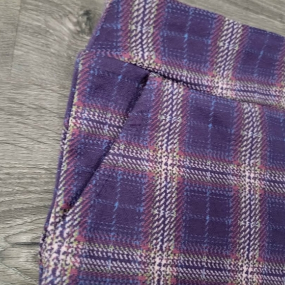 Girls deep purple plaid flare pants size S 6/7 - Picture 2 of 4